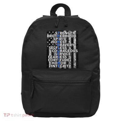 Support Police Thin Blue Line Distressed Flag 16 in Basic Backpack