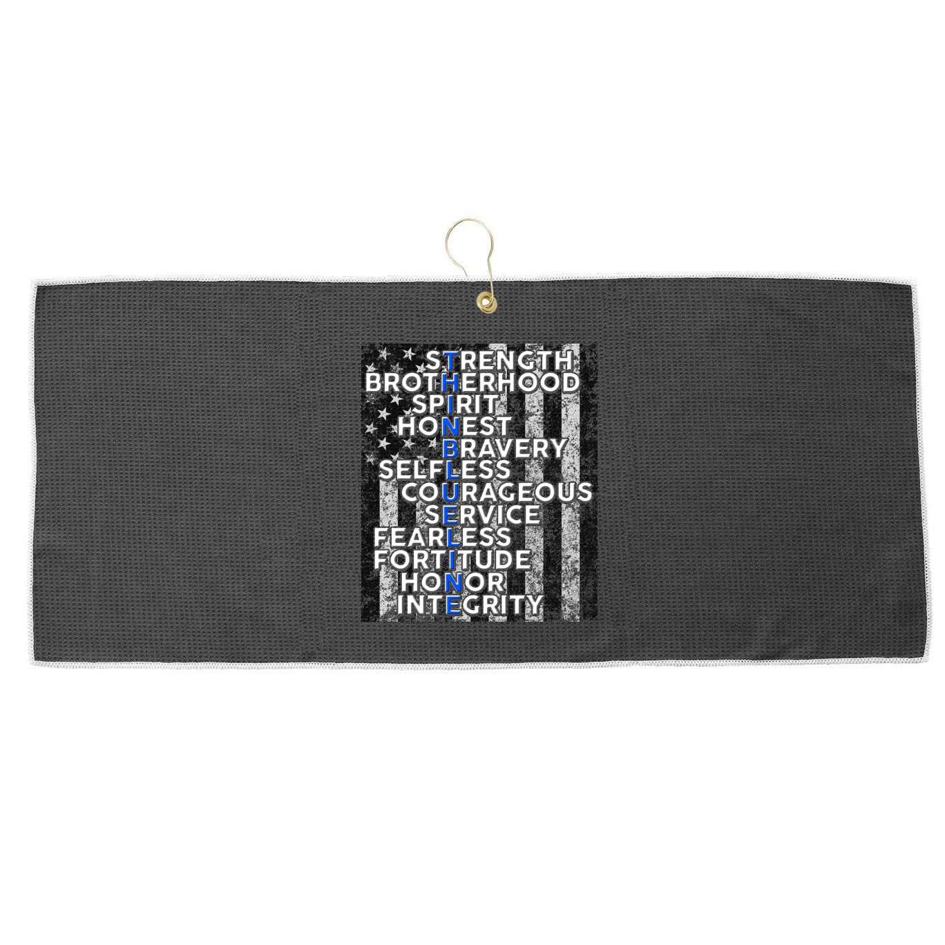 Support Police Thin Blue Line Distressed Flag Large Microfiber Waffle Golf Towel