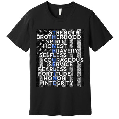 Support Police Thin Blue Line Distressed Flag Premium T-Shirt