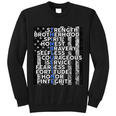 Support Police Thin Blue Line Distressed Flag Tall Sweatshirt