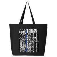 Support Police Thin Blue Line Distressed Flag 25L Jumbo Tote