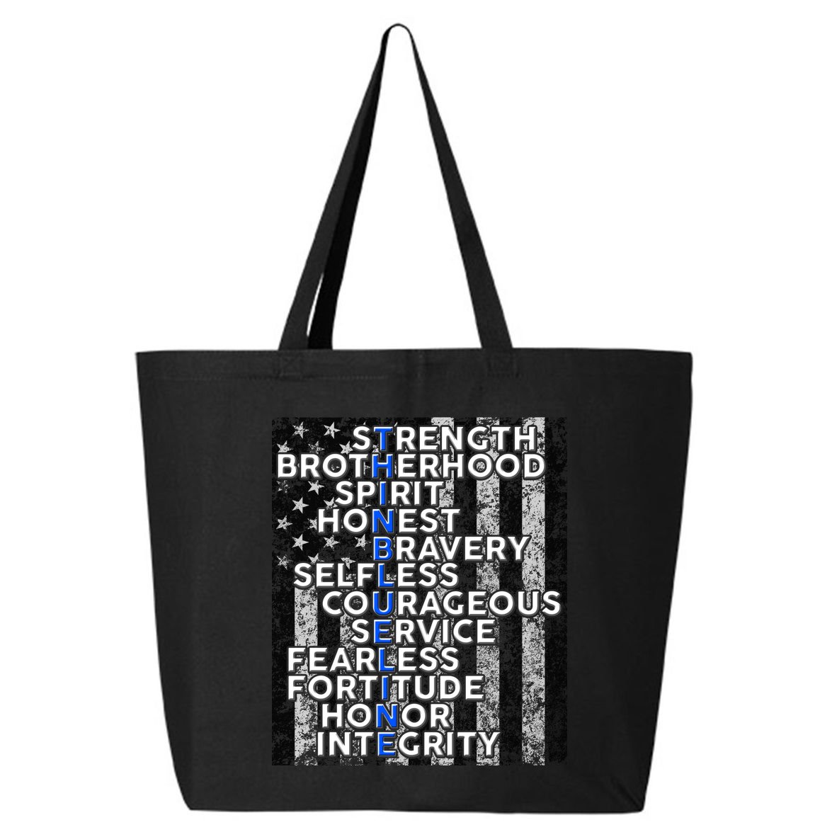Support Police Thin Blue Line Distressed Flag 25L Jumbo Tote