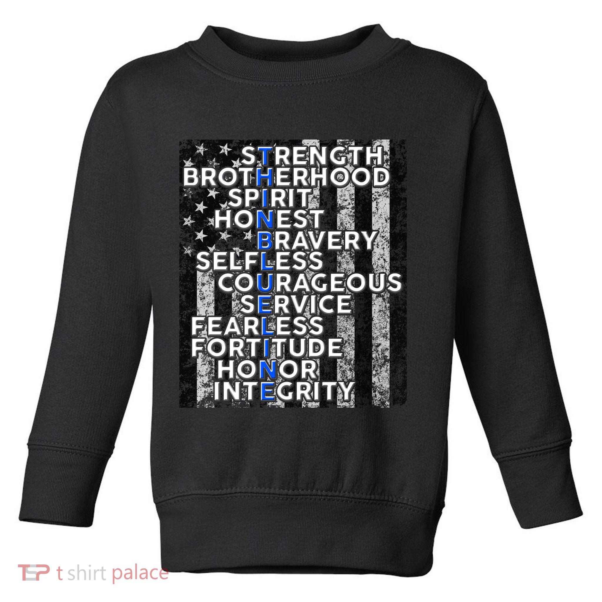Support Police Thin Blue Line Distressed Flag Toddler Sweatshirt