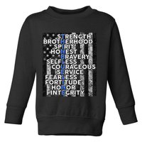 Support Police Thin Blue Line Distressed Flag Toddler Sweatshirt