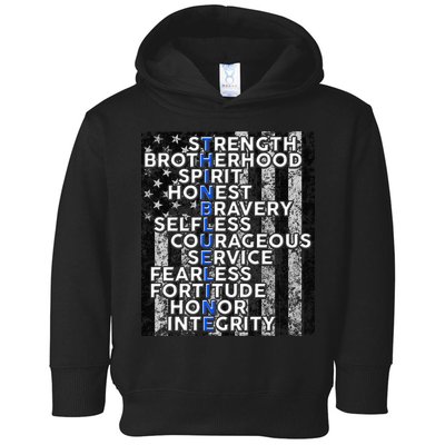 Support Police Thin Blue Line Distressed Flag Toddler Hoodie