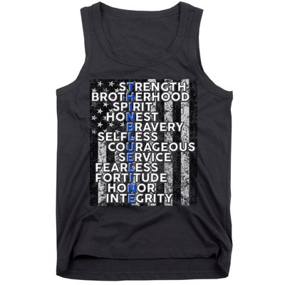 Support Police Thin Blue Line Distressed Flag Tank Top