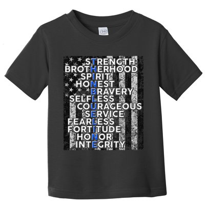 Support Police Thin Blue Line Distressed Flag Toddler T-Shirt