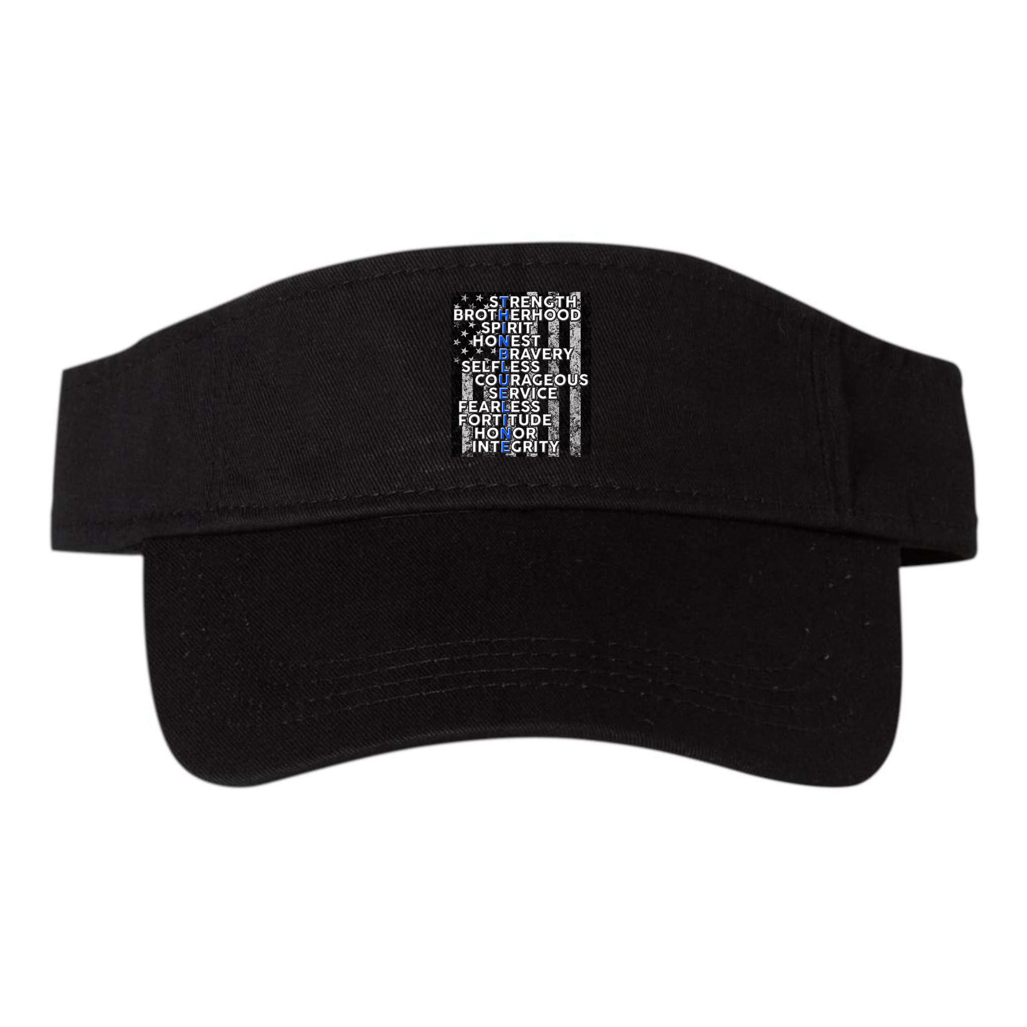 Support Police Thin Blue Line Distressed Flag Visor