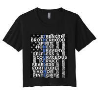 Support Police Thin Blue Line Distressed Flag Women's Crop Top Tee