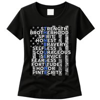 Support Police Thin Blue Line Distressed Flag Womens T-Shirt