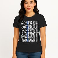 Support Police Thin Blue Line Distressed Flag Womens T-Shirt