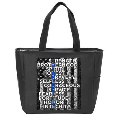 Support Police Thin Blue Line Distressed Flag Zip Tote Bag
