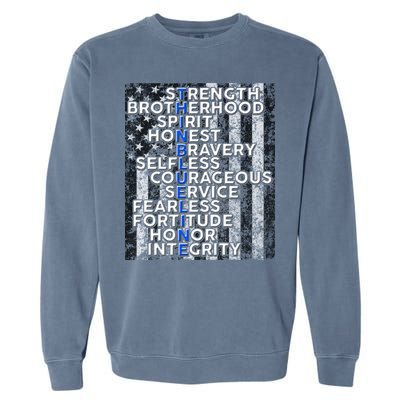 Support Police Thin Blue Line Distressed Flag Garment-Dyed Sweatshirt