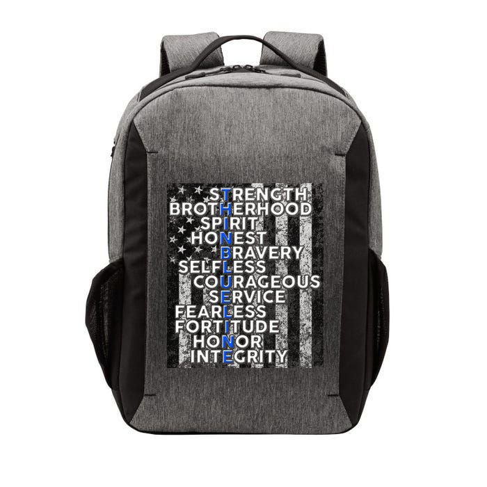 Support Police Thin Blue Line Distressed Flag Vector Backpack
