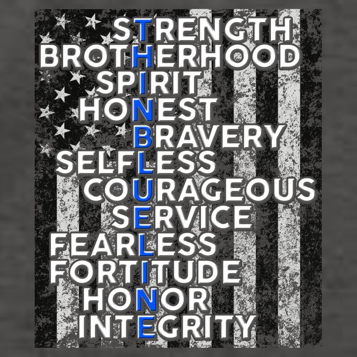 Support Police Thin Blue Line Distressed Flag Vector Backpack