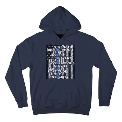 Support Police Thin Blue Line Distressed Flag Hoodie