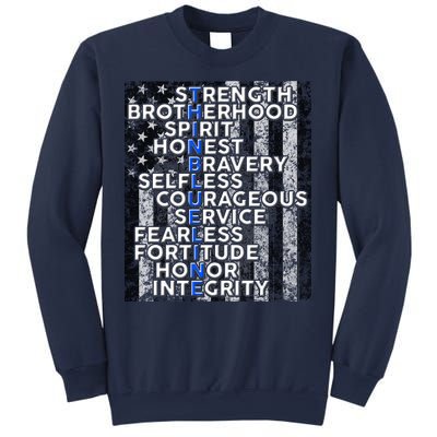 Support Police Thin Blue Line Distressed Flag Sweatshirt