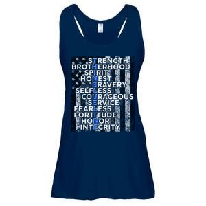 Support Police Thin Blue Line Distressed Flag Ladies Essential Flowy Tank