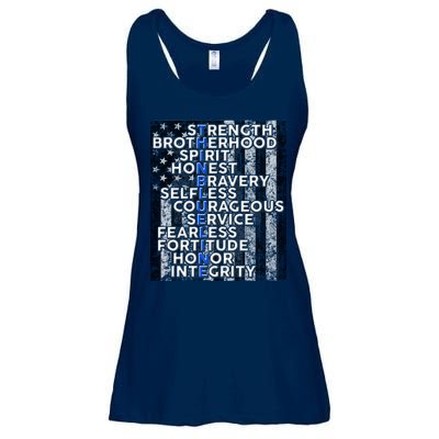 Support Police Thin Blue Line Distressed Flag Ladies Essential Flowy Tank