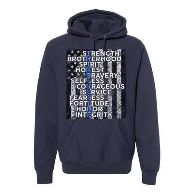 Support Police Thin Blue Line Distressed Flag Premium Hoodie