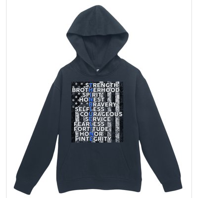 Support Police Thin Blue Line Distressed Flag Urban Pullover Hoodie