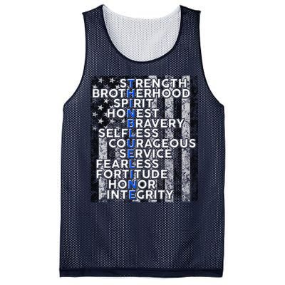 Support Police Thin Blue Line Distressed Flag Mesh Reversible Basketball Jersey Tank