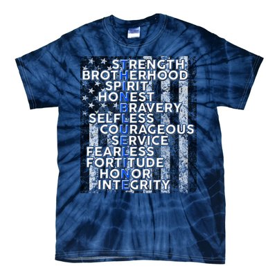 Support Police Thin Blue Line Distressed Flag Tie-Dye T-Shirt