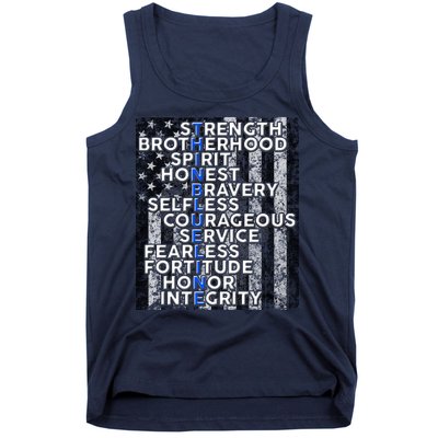 Support Police Thin Blue Line Distressed Flag Tank Top