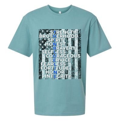 Support Police Thin Blue Line Distressed Flag Sueded Cloud Jersey T-Shirt