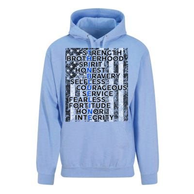 Support Police Thin Blue Line Distressed Flag Unisex Surf Hoodie