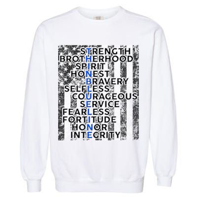 Support Police Thin Blue Line Distressed Flag Garment-Dyed Sweatshirt