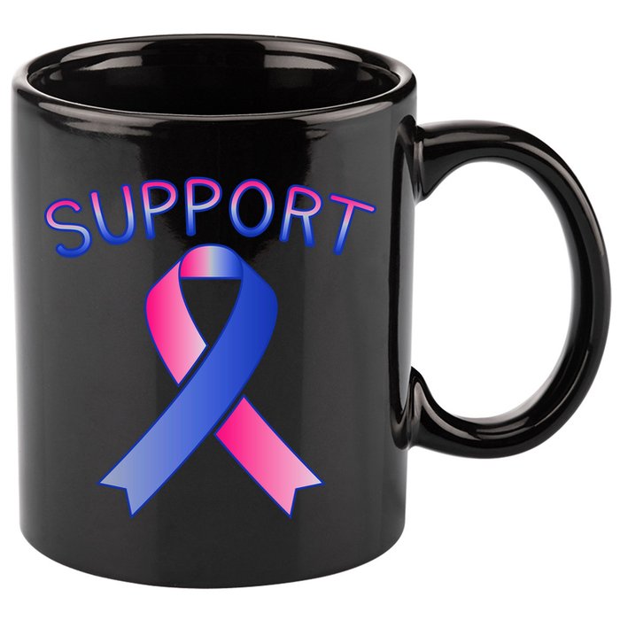 Support Ribbon Cancer Awareness 11oz C Handle Ceramic Mug