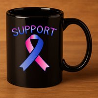 Support Ribbon Cancer Awareness 11oz C Handle Ceramic Mug