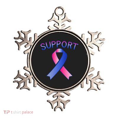 Support Ribbon Cancer Awareness Metallic Star Ornament