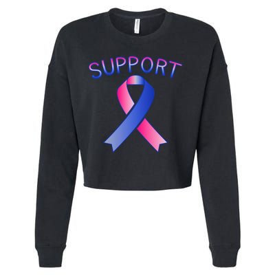 Support Ribbon Cancer Awareness Cropped Pullover Crew