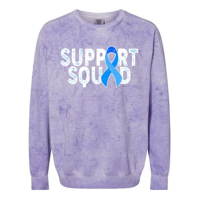 Support Squad Colon Cancer Awareness Blue Ribbon Colorblast Crewneck Sweatshirt