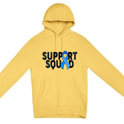 Support Squad Colon Cancer Awareness Blue Ribbon Premium Pullover Hoodie