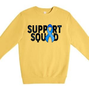 Support Squad Colon Cancer Awareness Blue Ribbon Premium Crewneck Sweatshirt