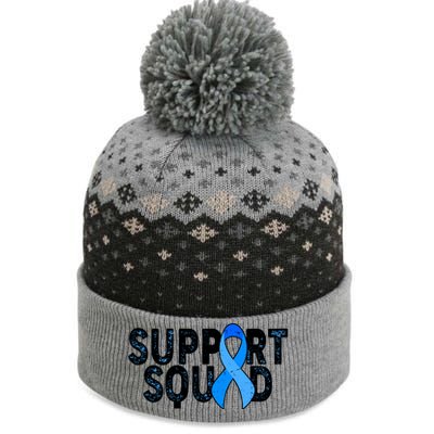 Support Squad Colon Cancer Awareness Blue Ribbon The Baniff Cuffed Pom Beanie