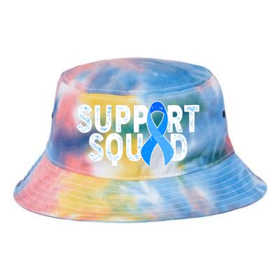 Support Squad Colon Cancer Awareness Blue Ribbon Tie Dye Newport Bucket Hat