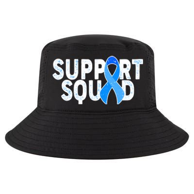 Support Squad Colon Cancer Awareness Blue Ribbon Cool Comfort Performance Bucket Hat