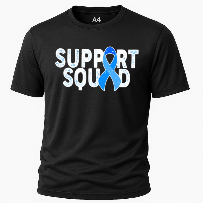 Support Squad Colon Cancer Awareness Blue Ribbon Cooling Performance Crew T-Shirt
