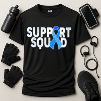 Support Squad Colon Cancer Awareness Blue Ribbon Cooling Performance Crew T-Shirt