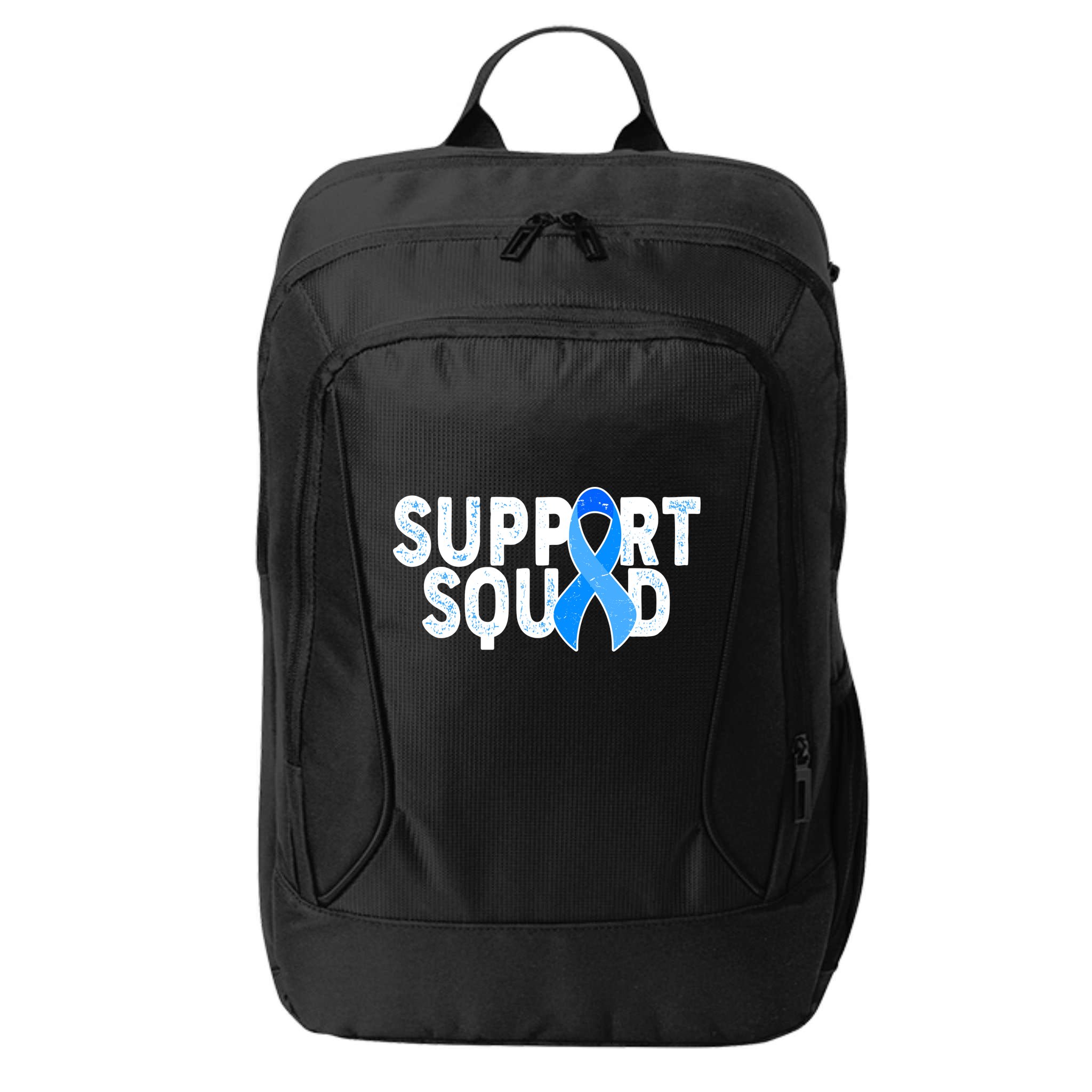 Support Squad Colon Cancer Awareness Blue Ribbon City Backpack