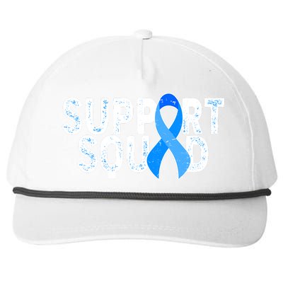 Support Squad Colon Cancer Awareness Blue Ribbon Snapback Five-Panel Rope Hat