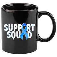 Support Squad Colon Cancer Awareness Blue Ribbon 11oz C Handle Ceramic Mug