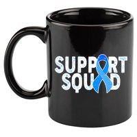 Support Squad Colon Cancer Awareness Blue Ribbon 11oz C Handle Ceramic Mug