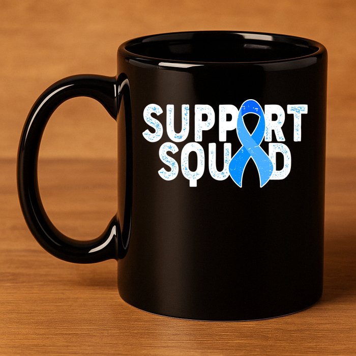 Support Squad Colon Cancer Awareness Blue Ribbon 11oz C Handle Ceramic Mug