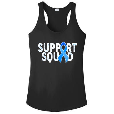 Support Squad Colon Cancer Awareness Blue Ribbon Ladies PosiCharge Competitor Racerback Tank