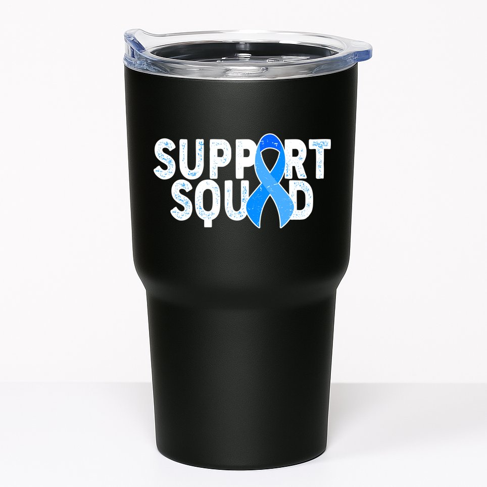 Support Squad Colon Cancer Awareness Blue Ribbon Tumbler